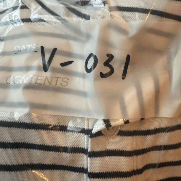 Devereux Men's Striped Collared Long Sleeve Polo Shirt Black White Size Medium - Picture 9 of 9